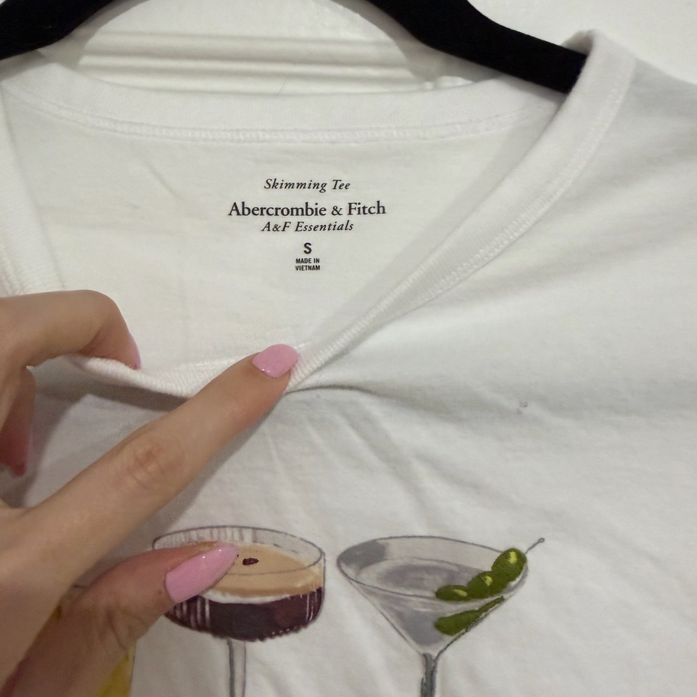 White Graphic Tee with Cocktail Print - Picture 2 of 3